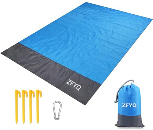 ZFYQ Picknickdecke 140 x 200 cm, Wasserdicht, mit 4 Erdnägel, für Strand, Camping, Picknick und Outdoor Reisen