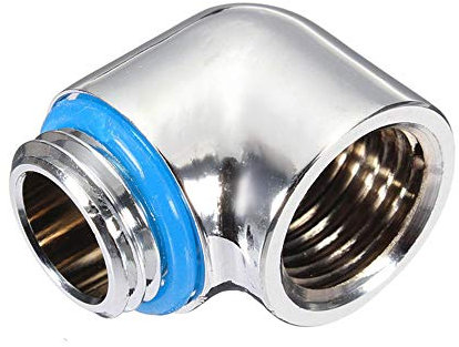 Unbekannt Verchromte Wasserkühlung 90 Grad Winkel G1/4 Gewinde Düsenanschluss Adapter