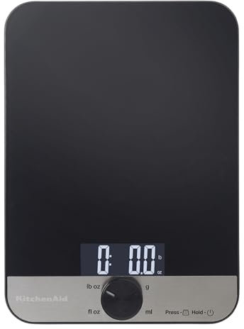KitchenAid KQ908 Balance numérique de cuisine et de nourriture avec surface en verre Capacité 5 kg Noir