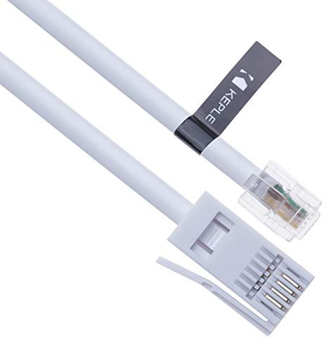 Keple BT Phone Line Plug to RJ11 Crossover Telephone Cable Extension | Lead Cord for Modem FAX SKY box Virgin Hub | British UK BT Socket 4 Wire | White – 3m