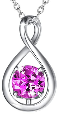 FANCIME 925 Sterling Silber Unendlich Halskette Infinity Anhänger mit Oktober Geburtsstein Turmalin Kette Valentinstag Jahrestag Geburtstag Weihnachten Schmuck Geschenk Für Damen Frauen