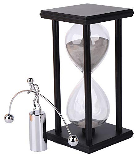 Sabbia clessidra con timer a forma di ora, con movimento perpetuo magnetico, orologio da scrivania, 60 minuti, per ufficio, casa, scrivania (grigio chiaro)
