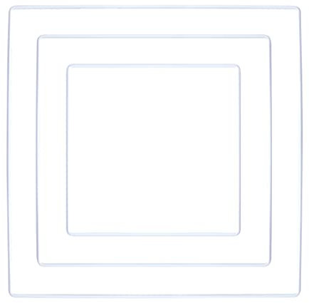 Rayher Metallformen Quadrat, weiß, sortiert, Box 3 Stück, je 1x 15 cm, 20 cm, 25 cm, Metallringe, Drahtformen zum Basteln, für Wickeltechnik, Floristik, Makramee Ring, 25220102