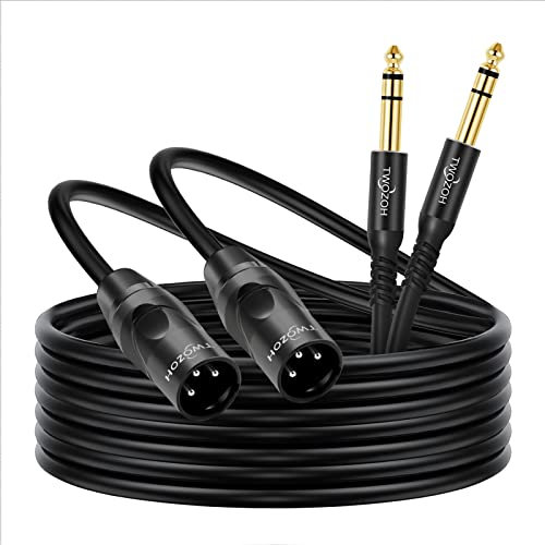 Twozoh XLR to 1/4 Inch Jack TRS Cable 2 Pack, balanced 6.35mm Plug to 3 pin XLR Male, Quarter inch Stereo Male Guitar Cable 10M (Profesional/Hifi)