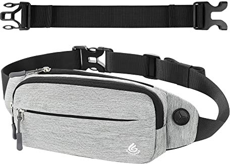 Gisdanchz Gürteltasche Bauchtasche Damen Herren wasserdichte Klein Bauchtasche Hüfttasche Handy Fanny Pack Waist Bag Bum Belt Bags Festival Tasche für Reise Wandern Hundetraining, Hellgrau