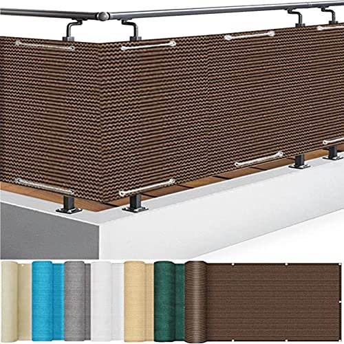 Balkonsichtschutz 80 x 300 cm Sonnenschutz Atmungsaktiv Sichtschutz Balkonbespannung mit Ösen und Kabelbinder für Balkon Terrasse Garten, Taupe