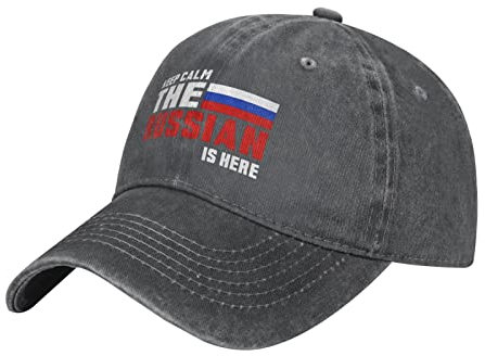 Unisex Denim Baseball Cap Keep Calm The Russian is Here Vintage Washed Adjustable Casquette, Siehe Abbildung, L-3XL