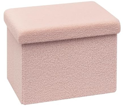 Bonlife Sitzhocker Sitzwürfel mit Stauraum, Faltbare Sitzwürfel mit Deckel, Samt Fußbank Truhen Aufbewahrungsbox, Rosa, 42x32x32cm