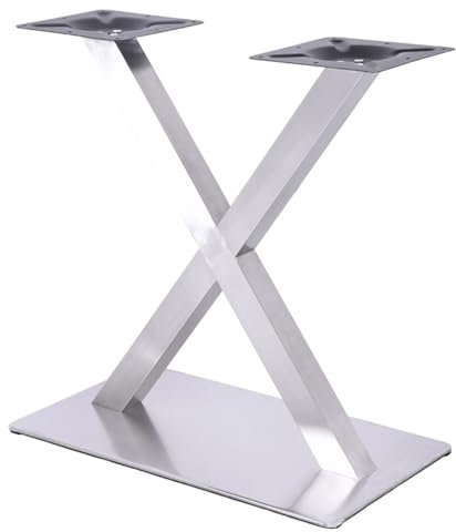 KEESUNG Tischgestell X-Form, Edelstahl Tischkufen Tischuntergestell Silber Edelstahl Doppeltischfuß Untergestell Tischfuß Tischbein Legs für Restaurant Café etc, 72CM