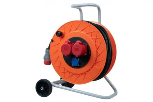NAKA Kabeltrommel Kabelaufroller Verlängerungskabel Kabelrolle 230V 400V CEE 1x16A 1x32A 1x230V 30m 5x4 Profi Metall Kunststoff