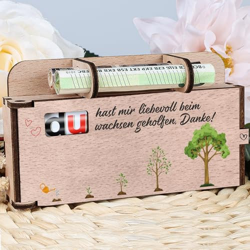 TUZELIYA Erzieherin Geschenk - Du hast Mir liebevoll beim wachsen geholfen, Danke! - Geschenke für Erzieherin - Holz Geschenkbox für Schokolade Duplo - Abschiedsgeschenk - Enthält kein Duplo