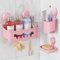 TAILI Shower Caddy Bathroom Storage Suction Cup Set Shower Shelf Basket No-Drilling Removable Suction Organizer Powerful Waterproof Bathroom Kitchen Accessories, Pink