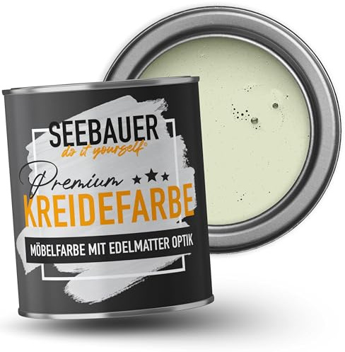 SEEBAUER diy Kreidefarbe für Möbel Hellgrün 750ml für Innen (No. 716 Mystic Bamboo) Möbelfarbe ohne Schleifen - Holzfarbe extra matt - Holzlack, Möbellack hohe Deckkraft