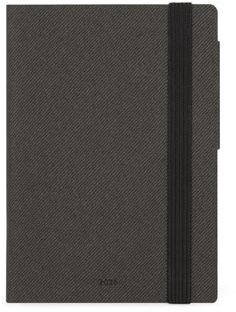 Legami - Tageskalender Small 2026, Deep Graphite, 12 Monate, Small, Gummibandverschluss, Tagebuch von Januar 2026 bis Dezember 2026, aus FSC-zertifiziertem Papier, 9,5 x 13,5 cm