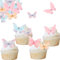 Catelves Essbare Schmetterlinge Tortendeko Geburtstag,55 Stück Essbare Schmetterlinge für Torte Bunt,Esspapier Schmetterling Deko Torte Hochzeit,Cupcake Topper Schmetterling Kuchen Deko Essbar Taufe
