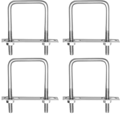 Forbabe 4 Stück U Bügel mit Gewinde M10 70x100mm U schrauben | Bügelschelle Edelstahl für Zaunbefestigung Rohr Befestigung (70*100mm)