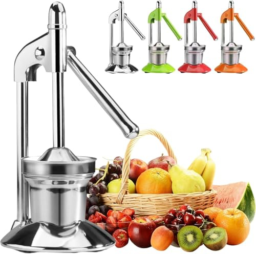 Cast Iron Juicer Hand Press - Self-Weighted Pressure Rod, No Force Required, Suitable for Commercial and Home, Heavy Duty Countertop Crush Machine,Whole Body Food Grade 100% Safe Contact Food
