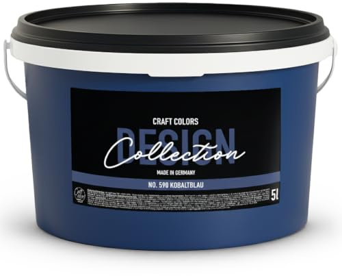 Craft Colors® hochwertige Wandfarbe edelmatt, Kreidefarbe made in Germany, DESIGN Collection No. 590 Kobaltblau (2,5L)