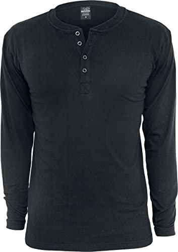 Urban Classics Basic Henley L/S Tee, Sudadera Hombre, Negro (Black), M