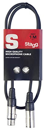 Stagg 1M / 3ft XLR to XLR Cable, 3-Pin Male to Female, Suitable for Microphone, PA System, Audio Mixer, Studio Monitors, Audio Recording