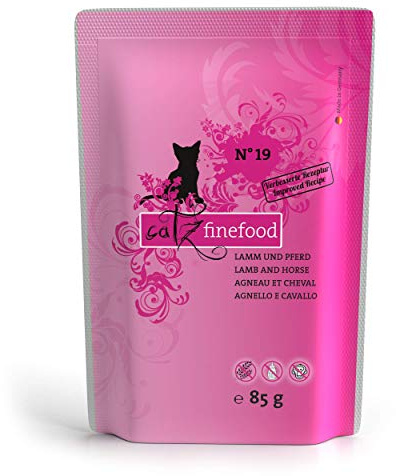 catz finefood N° 19 Lamm & Pferd Feinkost Katzenfutter nass, verfeinert mit Zucchini & Tomate, 8 x 85g Beutel