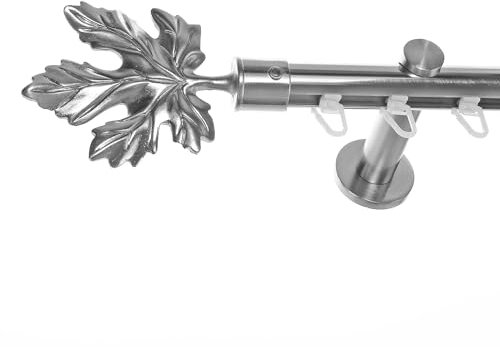 BASIT Innenlauf Gardinenstange 1 läufig Wandmontage 240 cm lang Edelstahl Optik I Vorhangstange mit Schiene 1läufig Ø20mm I 120-600 cm wählbar H30