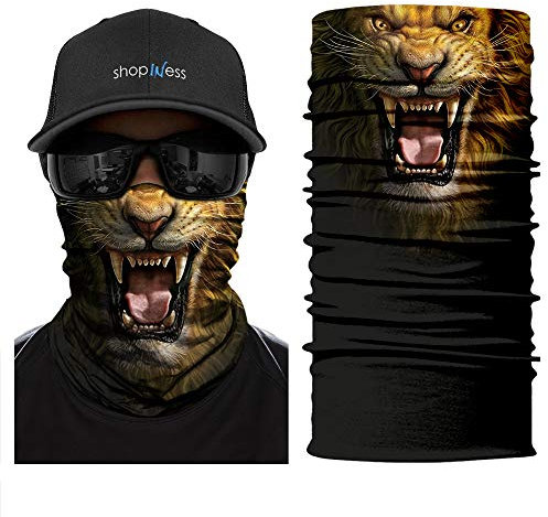 ShopINess Unisex Schlauchschal Halswärmer Neckwarmer Multifunktions Schlauchtuch Unisex für Motorrad Bikes Sport Festival Halloween Tiere - Lion