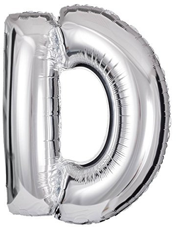 ballonfritz® Ballon Buchstabe D in SILBER - XXL 40/102cm - Folienballons für Luft oder Helium als Geburtstag, Jubiläum, Hochzeit oder Abschluss Geschenk, Party Dekoration oder Überraschung