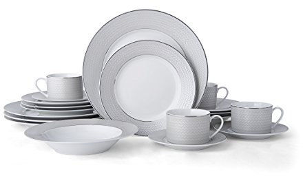 MIKASA 5228041 Percy 20-Piece Porcelain Dinnerware Set, Gray