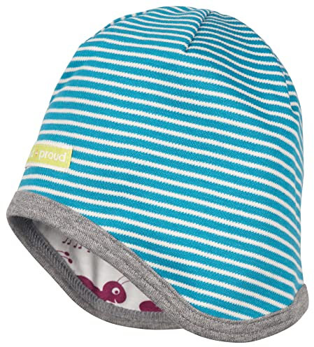 loud + proud Unisex Baby Omkeerbare muts Van biologisch katoen, GOTS gecertificeerd M TZE, Blau (Petrol Pe), 33 (Herstellergröße: 50/56) EU