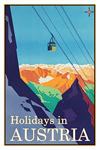 Blechschild 20x30cm gewölbt Urlaub Plakat Holidays in Austria Retro Deko Geschenk Schild