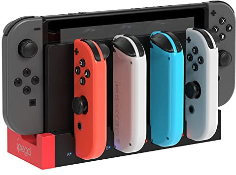 FYOUNG Controller Ladestation für Joy Con kompatibel mit Nintendo Switch & Switch OLED, Switch Ladestation Zubehör für JoyCons mit LED-Anzeige - Schwarz