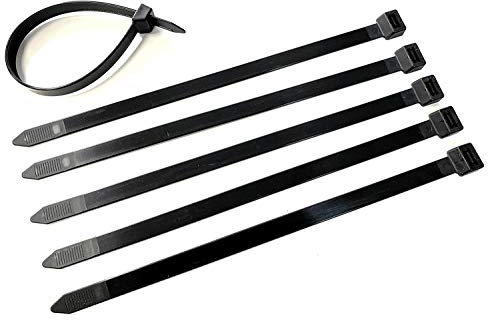 Bridas resistentes de 12 mm x 290 mm, bridas de nailon ultra fuertes de grado industrial con resistencia a la tracción de 110 kg (50, negro)