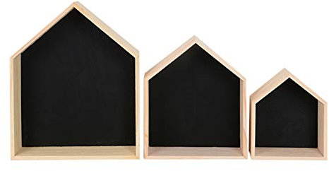 SWECOMZE 3er-Set Wandregal Hausform Regalbox Hausform Holzhaus-Regal Wand für Kinderzimmer Baby DIY Dekoration (Schwarz)