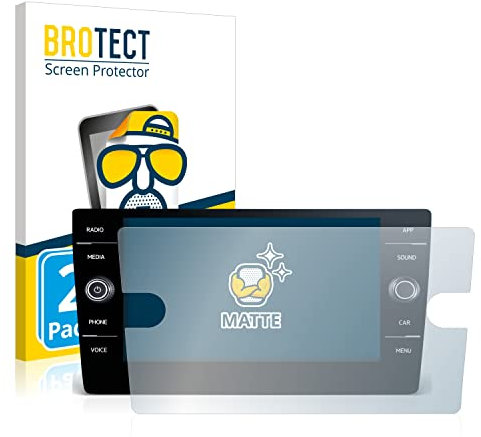 BROTECT Entspiegelungs-Schutzfolie für Volkswagen T-Roc United TSI 2020 Discover Media 8 2020 (2 Stück) Matte, Anti-Fingerprint