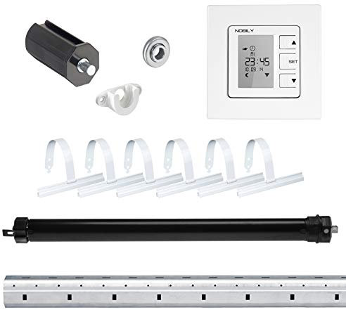 NOBILY Rolladen-Komplett-Set f. 40mm Achtkantwelle Elektronischer Mini-Rolladenmotor 13Nm + Rolladen Zeitschaltuhr ZS1 + Mechanik-Set bis zu einer Gesamtlänge von 2,0 Meter