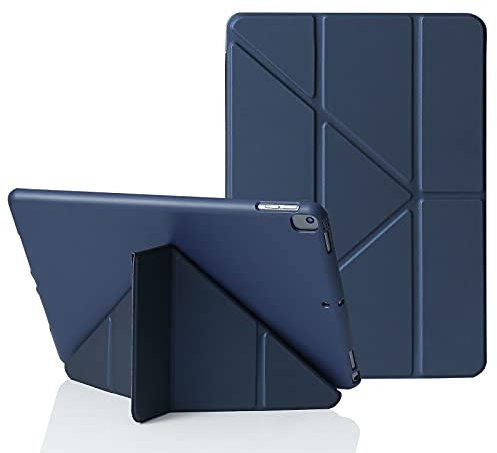 MuyDoux Funda para iPad 10,2 Pulgadas 9ª 8ª 7ª Generación (2021/2020/2019), Carcasa Origami iPad 9 8 7, Tapa Sedosa y Trasera Suave, 5-en-1 Múltiples Ángulos de Visión, Auto Sueño/Estela, Azul Oscuro