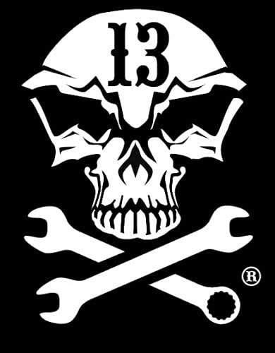 myrockshirt Lucky 13 Sticker with Crossed SPANNERS Skull Sticker 20 cm