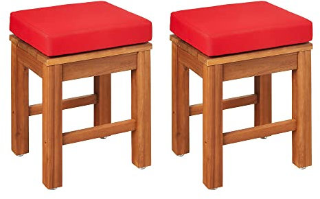 Amazon Aware gepolsterter Terrassenhocker für den Außenbereich, Akazienholz, natürliche Oberfläche, Kapazität 102 kg