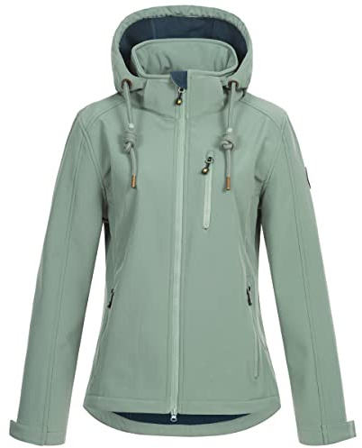 Ankerglut Damen Damen mit Abnehmbarer Kapuze Gefüttert Übergangsjacke Windbreaker #Ankerglutfreude Softshelljacke, slate gray, 50 EU