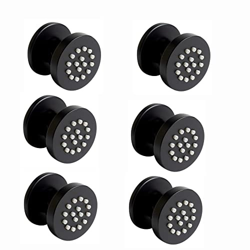 ENKI MP010 Round Body Jet, Black, Massage Spray | Solid Brass, Anti-Limescale Nozzles, 1-Year Guarantee, Wall Mounted, Wet Room, Bathroom