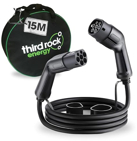 Third Rock Energy Type 2 to Type 2 EV charging cable MODE 3-15 METRE - Single Phase 7.4kW, 32A - FREE EV Cable Bag