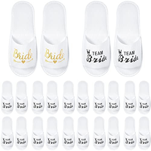 SATINIOR 12 Paar Einweg Spa Hochzeit Hausschuhe mit Offener Spitze für Spa Bride Team Bride Hausschuhe Brautjungfern Hausschuhe für Hochzeit Brautparty (Gold, Schwarz)