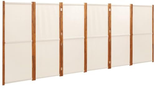 vidaXL Raumteiler 6-TLG. Trennwand Stellwand Paravent Spanische Wand Sichtschutz Umkleide Faltwand Raumtrenner Holz Cremeweiß 420x180 cm