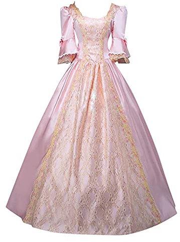 Liebeimmer Robe de renisants grande taille pour femme - Robe de bal régence - Costume médiéval - Cosplay - Robe de princesse du 18e siècle - Expédition 7 jours, rose, S
