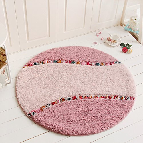 Badematte Rose Geprägte Runde Teppich Schlafzimmer Wohnzimmer Badteppiche Badezimmer Küche rutschfeste Türmatte 70cm Im Durchmesser Rosa