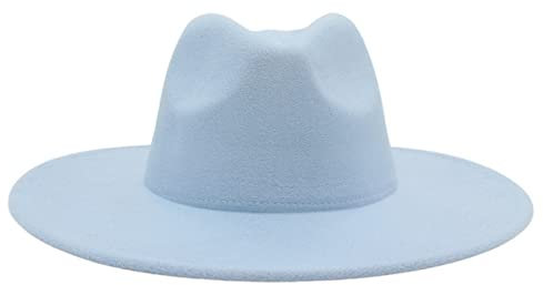 Faringoto Fedora-Hut für Damen, Winter, luxuriös, für Damen, himmelblau, Einheitsgröße