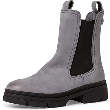 Tamaris Damen Chelsea Boots, Frauen Stiefeletten,TOUCHit-Fußbett,uebergangsstiefel,Schlupfstiefel,hoch,Boots,Stiefel,Bootee,Grey NUBUC,37 EU