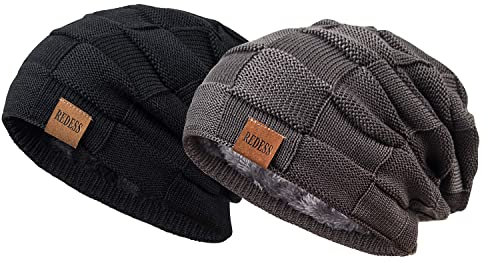REDESS Beanie Mütze für Herren und Damen Winter Warme Mützen Stricken Slouchy Thick Skull Cap…
