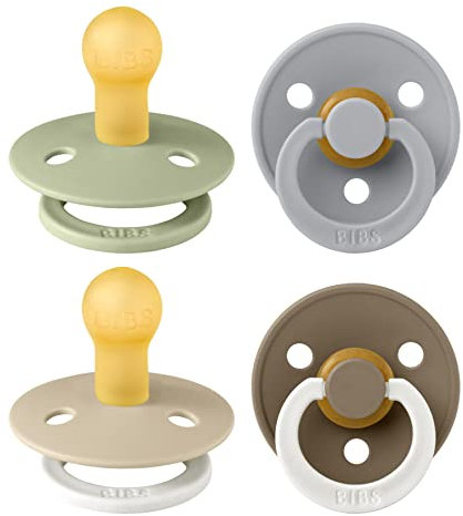 BIBS Colour Schnuller 4er-Pack, BPA-frei. 2 stück im Dunkeln Leuchtende, Kirschform Nippel. Naturkautschuk/Latex, Hergestellt in Dänemark. 0-6 Monate (4er Pack), Vanilla Glow Mix